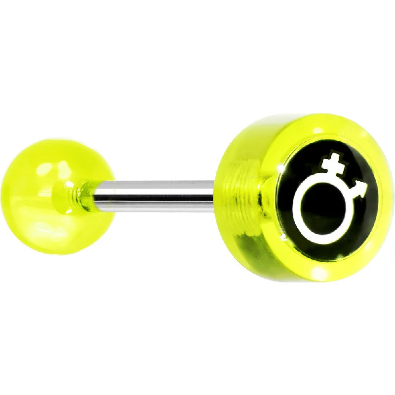 14 Gauge 5/8 Neon Green Intertwined Male Female Symbol Tongue Ring