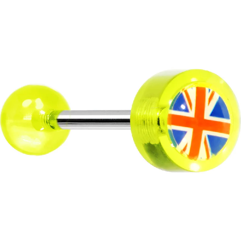 14 Gauge 5/8 Neon Green UK British Flag Tongue Ring