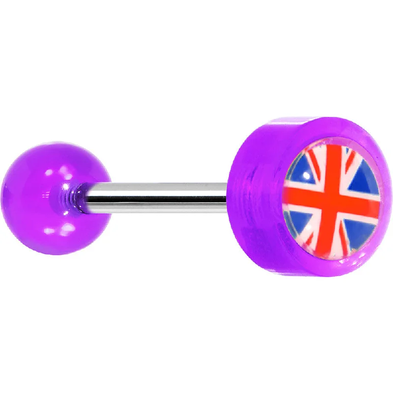 14 Gauge 5/8 Purple Acrylic UK British Flag Tongue Ring