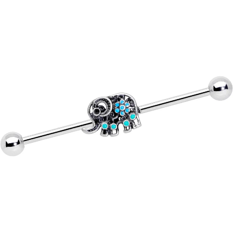 14 Gauge Aqua Orb Curvy Elephant Industrial Barbell 38mm