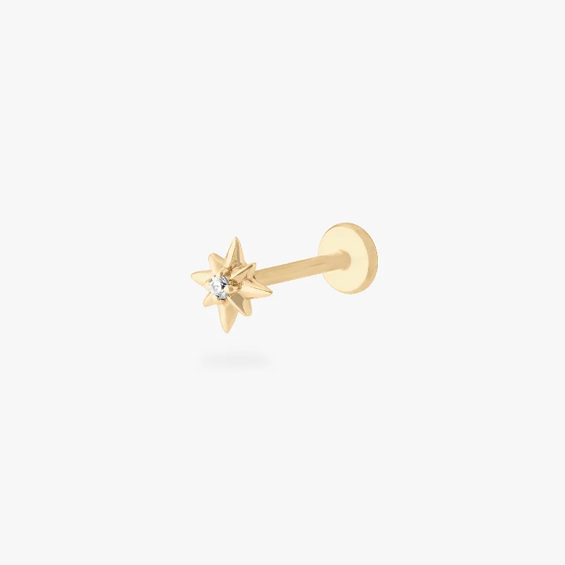 14K Twinkle Star Flatback Stud