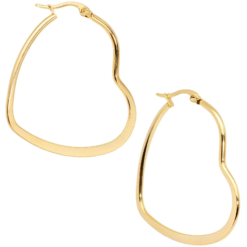 40mm Gold Tone PVD Stainless Steel Heart Hoop Earrings