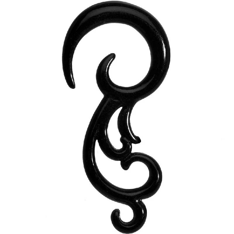 8 Gauge Black Acrylic Southwestern Swirls Taper Spiral Plug