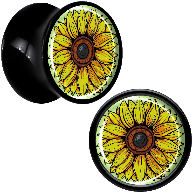 Blossom Creation Yellow Sunflower Black Acrylic Saddle Plug Set