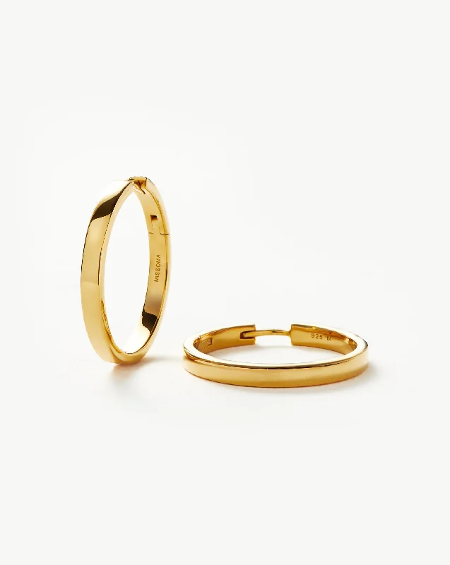 Classic Flat Medium Hoop Earrings | 18k Gold Vermeil