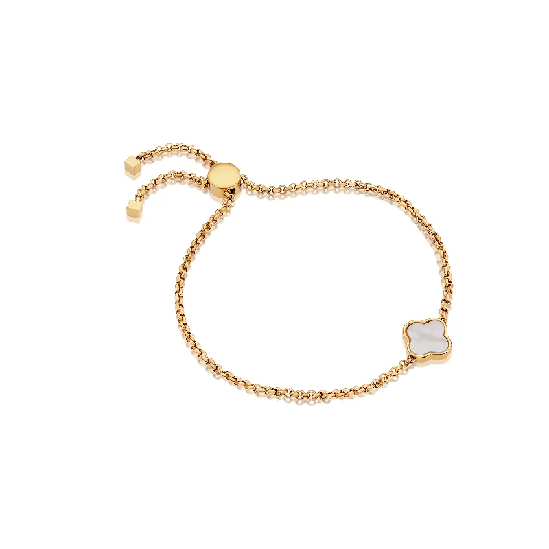 Clover Custom Name Bracelet (Gold)