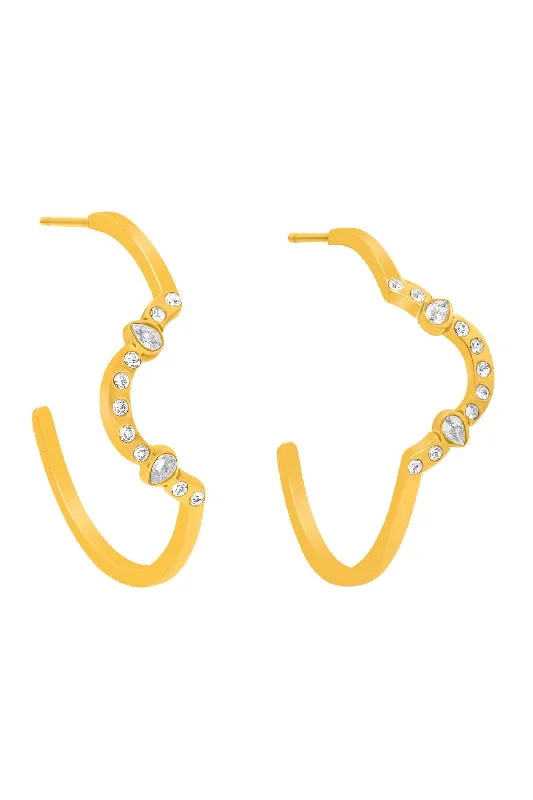 Von's Crystal Medium Hoop Earring Set