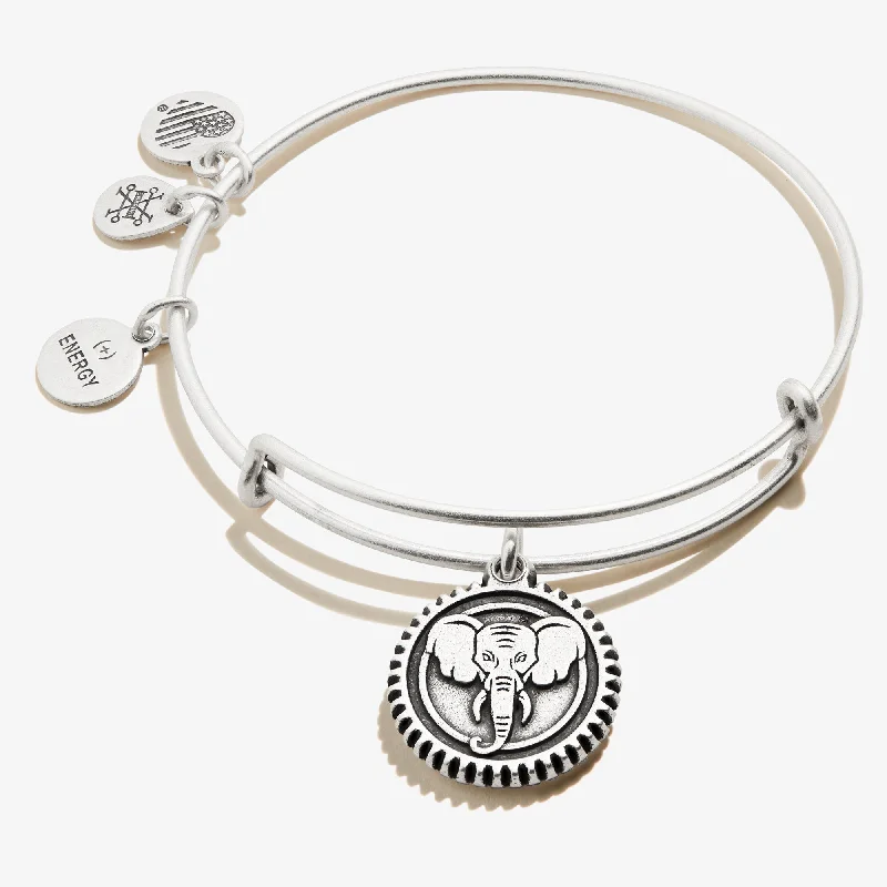 Elephant Embossed Charm Bangle