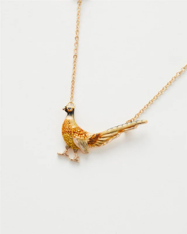 Enamel Pheasant Short Necklace