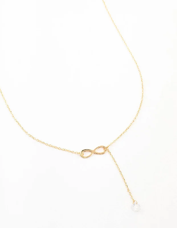 Gold Infinity Diamante Y-Necklace