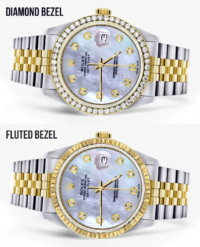 Womens Two Tone Rolex Datejust Watch | 36Mm | Mother of Pearl Dial | Jubilee Band