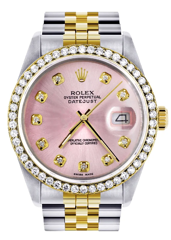 Womens Gold Rolex Datejust Watch 16233 | 36Mm | Pink Dial | Jubilee Band