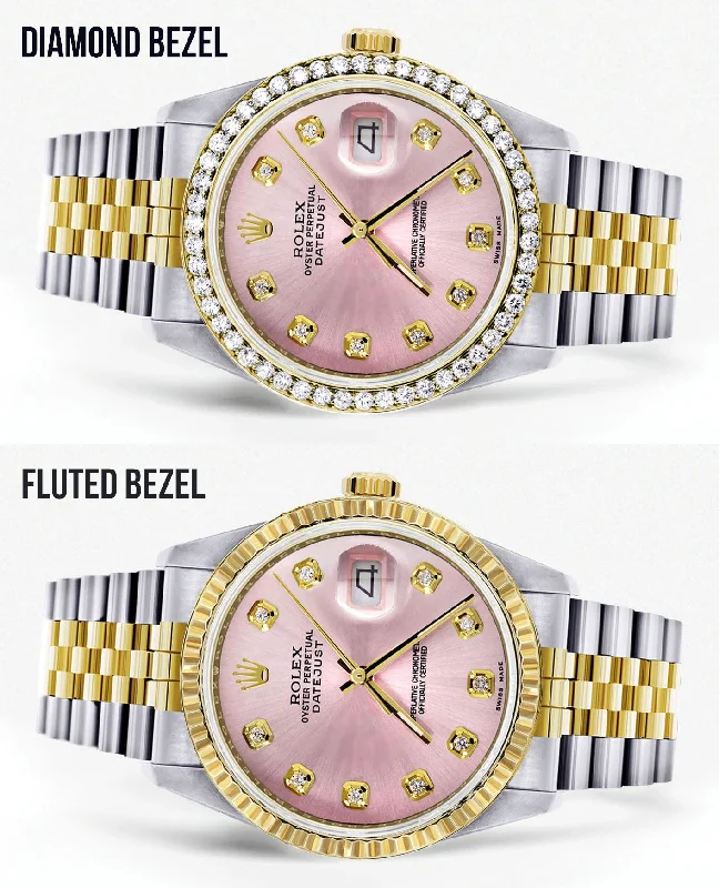 Womens Gold Rolex Datejust Watch 16233 | 36Mm | Pink Dial | Jubilee Band