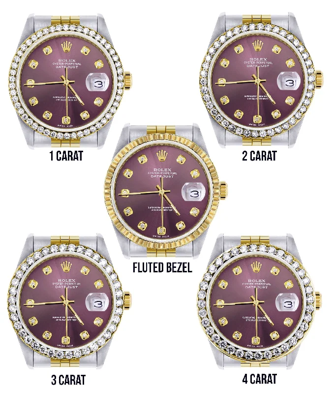 Womens Diamond Rolex Datetjust Watch 16233 | 36Mm | Purple Dial | Jubilee Band