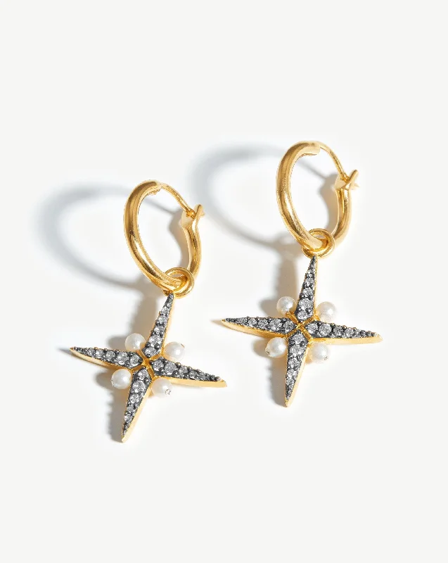 Harris Reed North Star Pearl Hoop Earrings | 18k Gold Vermeil/Pearl