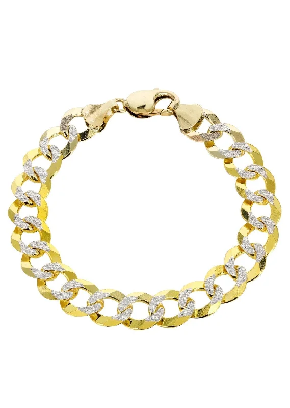 Semi Solid  Womens Diamond Cut Cuban Bracelet 10K/14K Yellow Gold