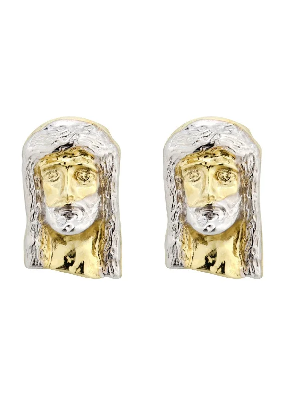 Jesus 10K Yellow Gold Studs | Appx. Diameter 0.5 Inches