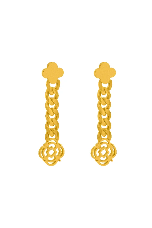 Stone Station Curb Chain Drop Stud Earring Set