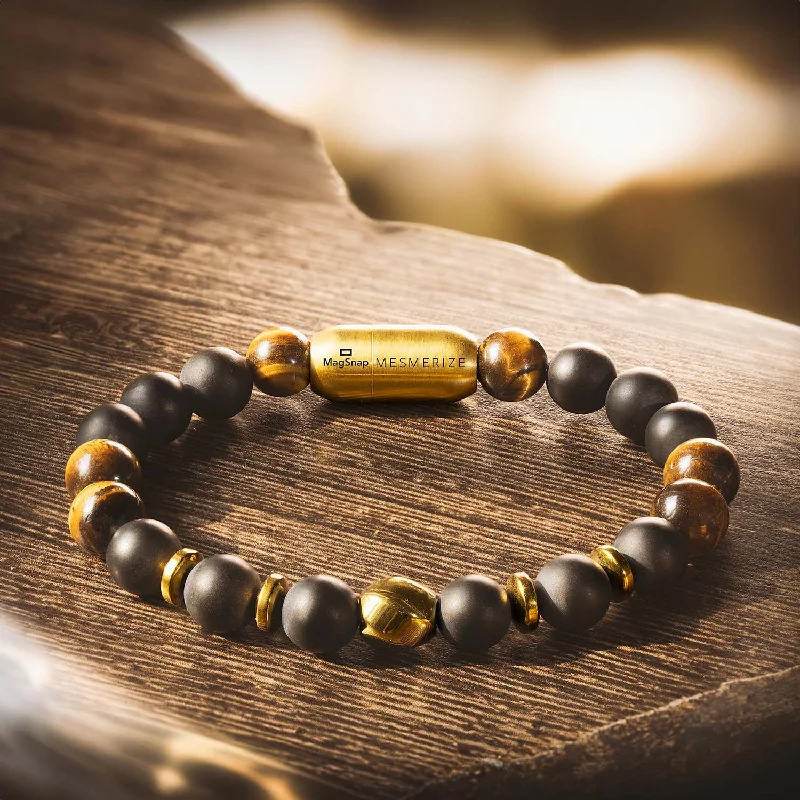 Onyx Gold Tiger Eye Natural Stone Bracelet with MagSnap 2