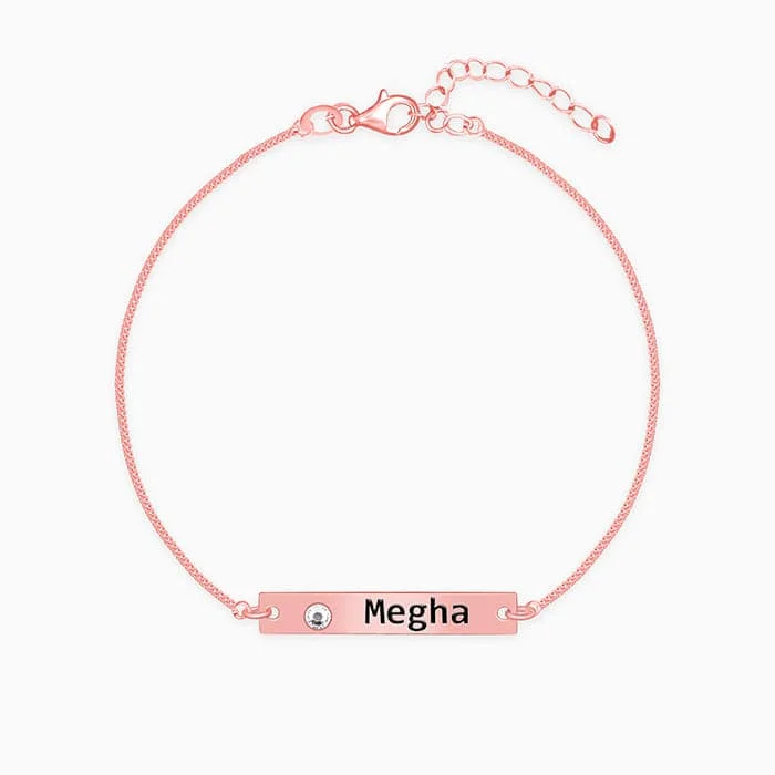 Personalised Rose Gold Engraved Name Bracelet