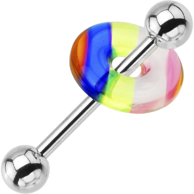 Rainbow LIFESAVER Barbell Tongue Ring