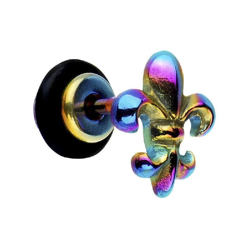 Rainbow Titanium Fleur De Lis Cheater Plug