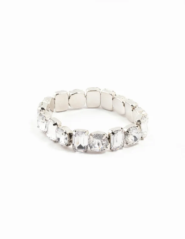 Rhodium Diamante Cluster Bracelet