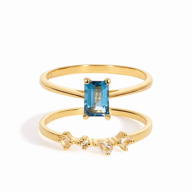 Ring Set London Blue Topaz & White Topaz - Charlotte & Ilse