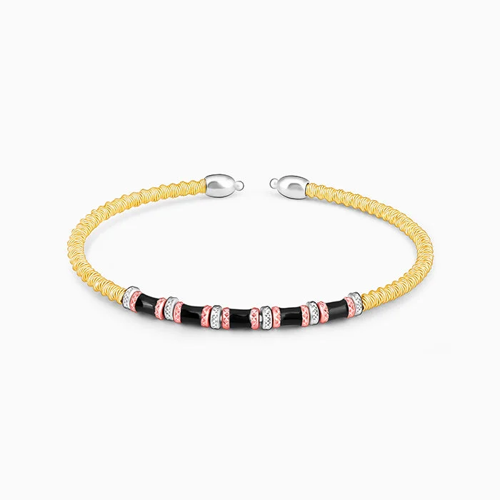 Rose Gold, Silver and Golden Black Bead Bracelet