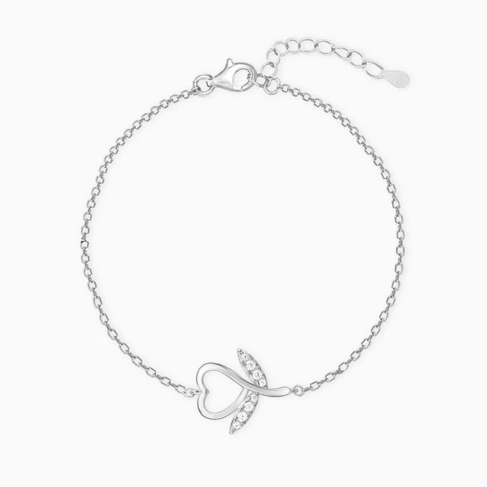 Silver Heart Leaf Love Bracelet