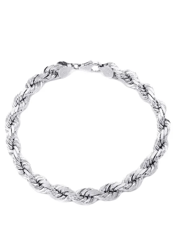 Solid Womens Rope Bracelet 10K/14K White Gold