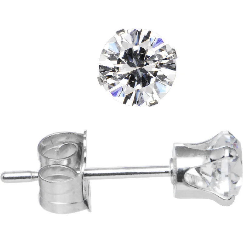 Sterling Silver .23 ct Cubic Zirconia Round Stud Earrings