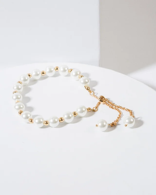 White Pearl Chain Bracelet