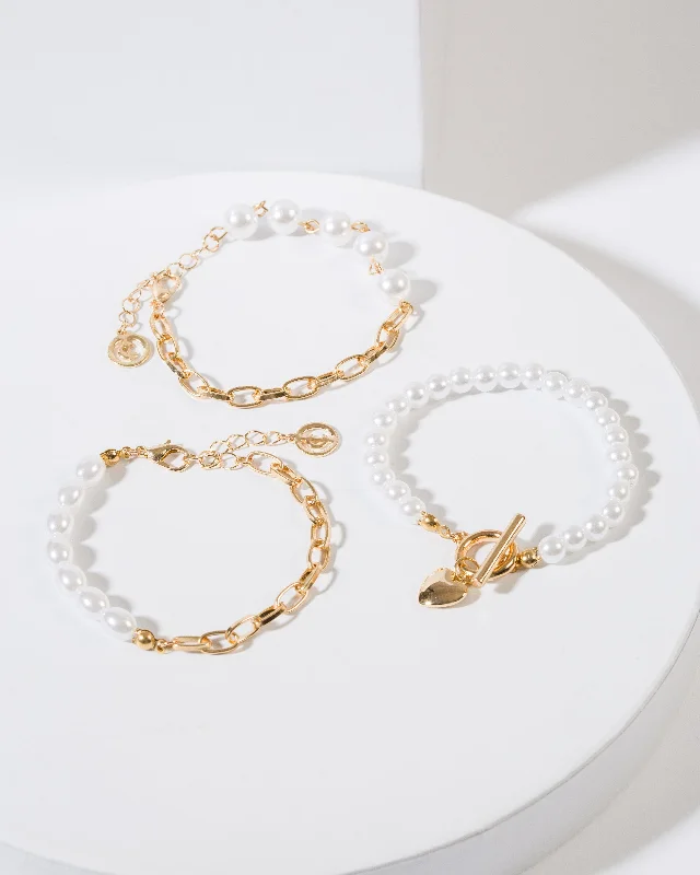 White Pearly Chain Bracelet Pack