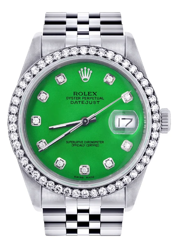 Womens Rolex Datejust Watch 16200 | 36Mm | Green Dial | Jubilee Band