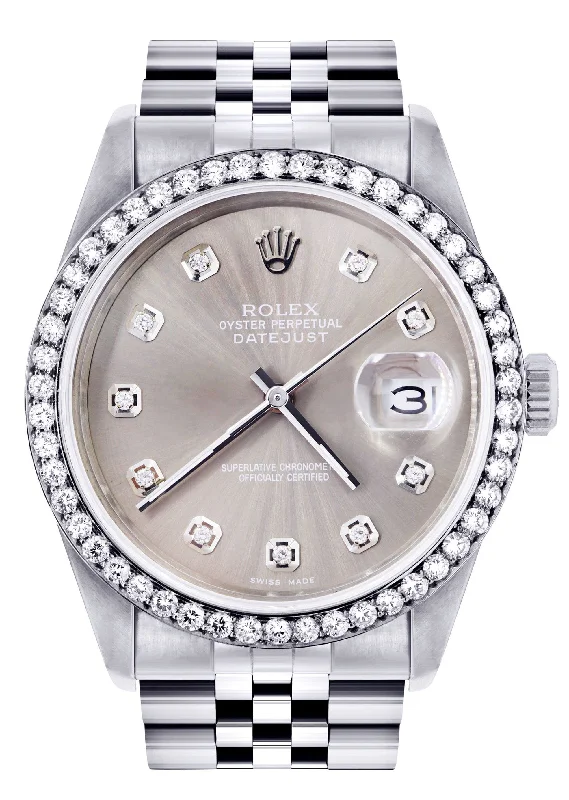 Womens Rolex Watch Datejust 16200 | 36Mm | Grey Dial | Jubilee Band