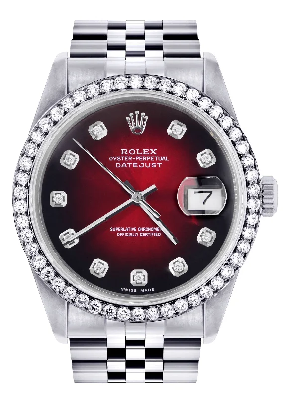 Womens Rolex Datejust Watch 16200 | 36Mm | Red Dial | Jubilee Band