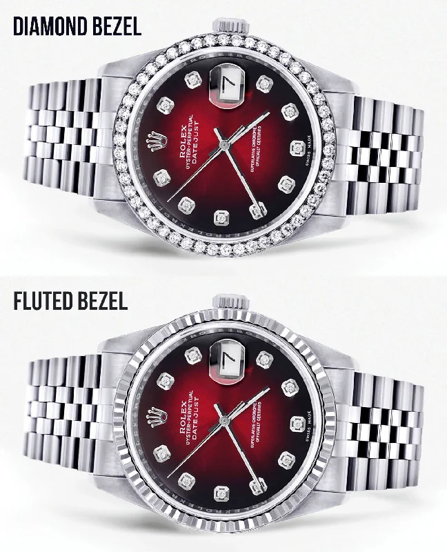 Womens Rolex Datejust Watch 16200 | 36Mm | Red Dial | Jubilee Band