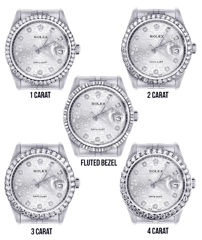 Womens Rolex Datejust Watch 16200 | 36Mm | Diamond Rolex Textured Roman Numeral Dial | Jubilee Band