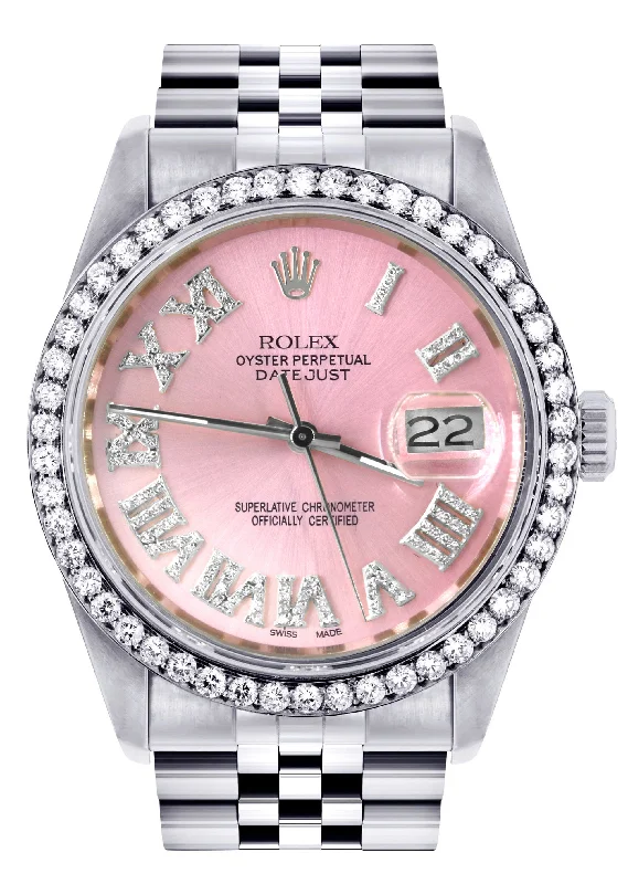 Womens Rolex Datejust Watch 16200 | 36Mm | Light Pink Roman Numeral Dial | Jubilee Band