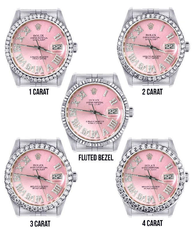 Womens Rolex Datejust Watch 16200 | 36Mm | Light Pink Roman Numeral Dial | Jubilee Band