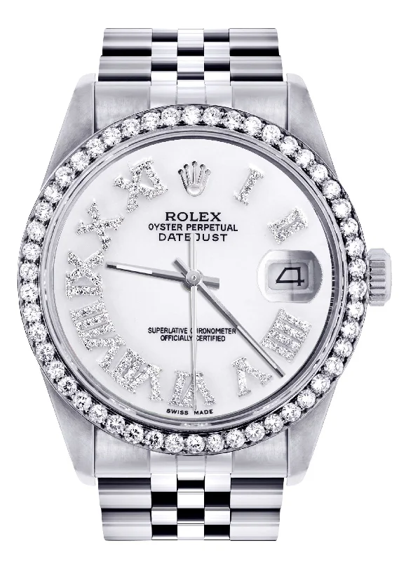 Womens Rolex Datejust Watch 16200 | 36Mm | White Roman Numeral Dial | Jubilee Band