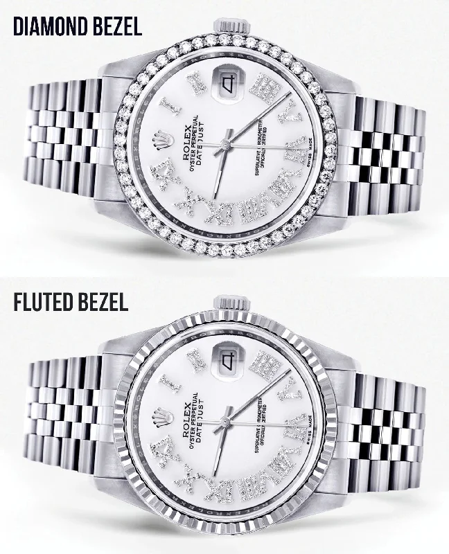 Womens Rolex Datejust Watch 16200 | 36Mm | White Roman Numeral Dial | Jubilee Band