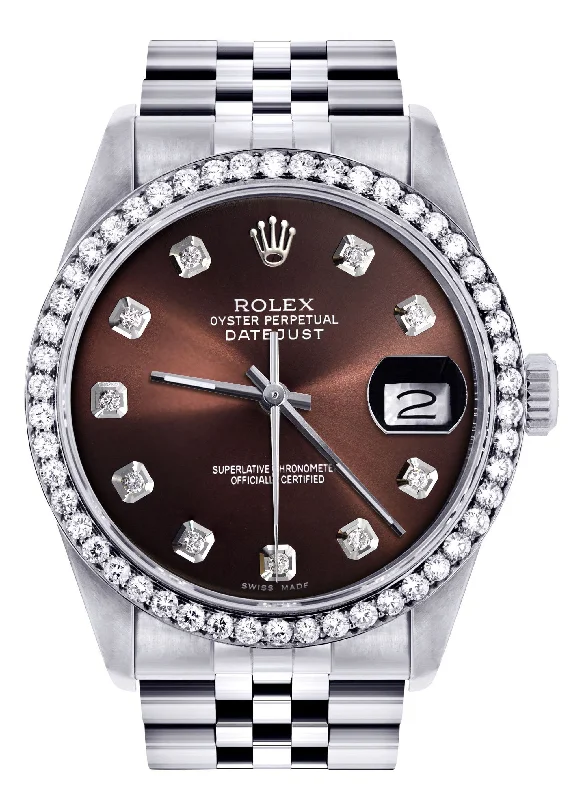 Womens Rolex Datejust Watch 16200| 36Mm | Chocolate Diamond Dial | Jubilee Band