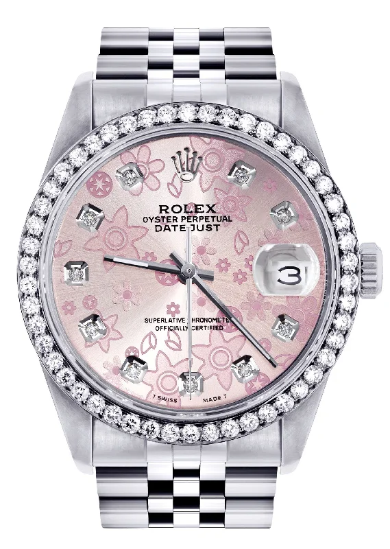 Womens Rolex Datejust Watch 16200 | 36Mm | Pink Diamond Flower Dial | Jubilee Band